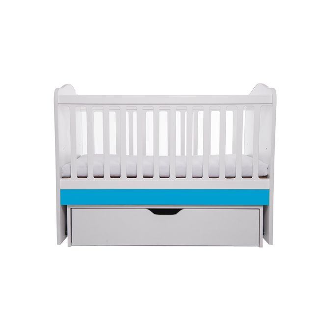 Patut vessanti como balansoar - alb cu albastru + saltea cocos confort 120 x 60 x 12 cm edep12db_d150