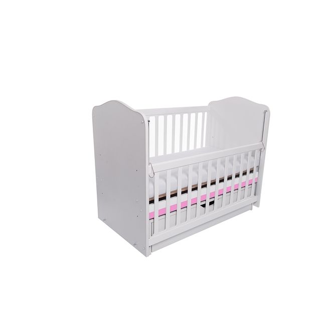 Patut vessanti como balansoar culisant - alb cu roz + saltea cocos confort 120 x 60 x 12 cm edep12dbcl_d125