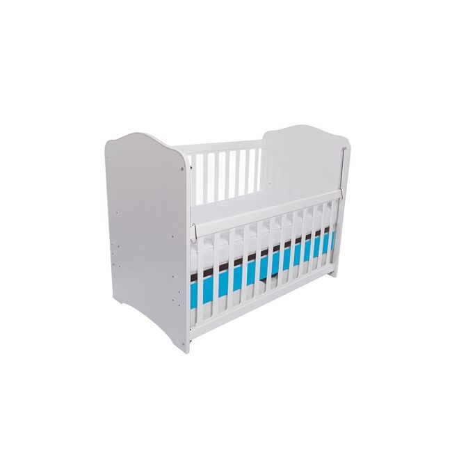 Patut vessanti como culisant cu sertar - alb cu albastru + saltea cocos confort 120 x 60 x 12 cm edep12dclcs_d150