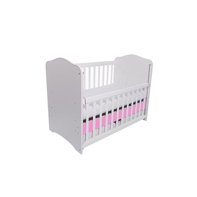 Patut vessanti como culisant cu sertar - alb cu roz + saltea cocos confort 120 x 60 x 12 cm edep12dclcs_d125