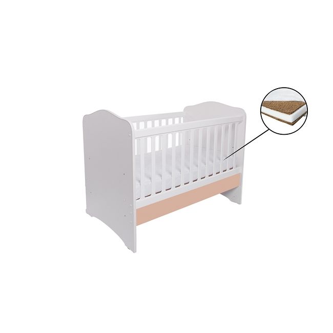 Patut vessanti como fara sertar - alb cu cappucino + saltea cocos confort 120 x 60 x 12 cm edep12dfs_d126