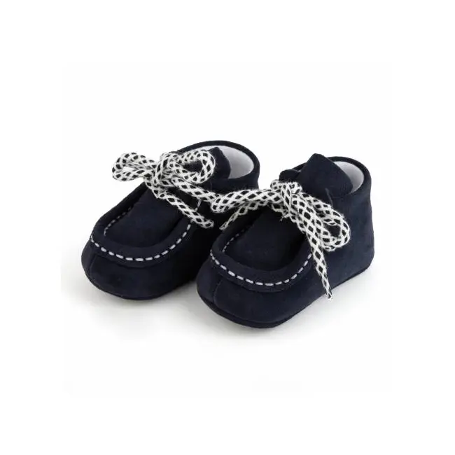 Botosei mocasini bebe din piele naturala Bleumarin Indigo cu siret bicolor - FOX10312772