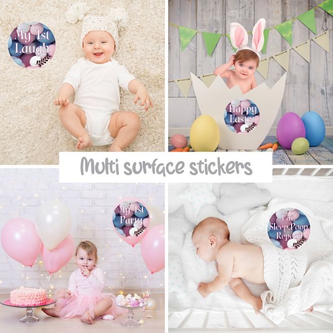 Set 28 Stickere pentru fotografii aniversare Happy Baby Milestone Stickers 20 cm - pentru fotografii copii / bebelusi