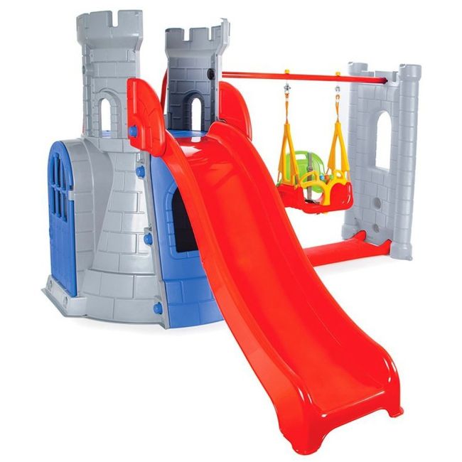 Centru de joaca pilsan castle slide and swing set grey hubpl-07-961-gy