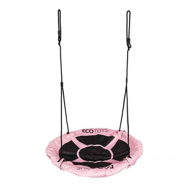 Leagan pentru copii ecotoys boc100, cuib de barza, cadru din otel galvanizat, roz cu negru edeediboc100pink