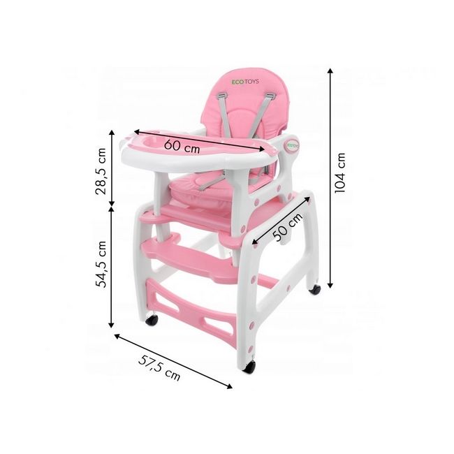 Scaun de masa 3 in 1 ecotoys hc-223 roz edeedihc-223pink