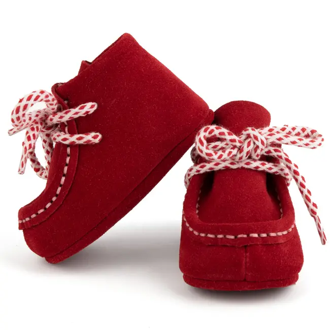 Botosei mocasini bebe BabyFox Rosu cu siret bicolor, ideali pentru botez sau primii pasi - FOX10312-2