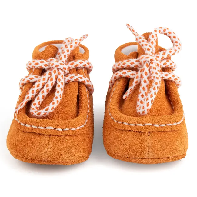 Botosei mocasini fetite BabyFox Portocaliu cu siret bicolor - FOX10312-1