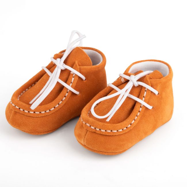 Botosei mocasini unisex BabyFox Portocaliu cu siret uni - FOX10312-12