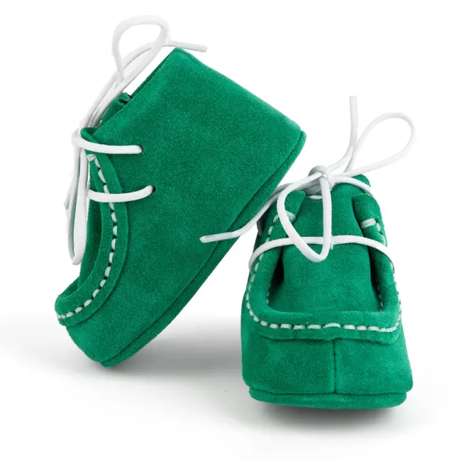 Botosei mocasini bebe Baby Fox din piele naturala Verde cu siret uni - FOX10312772-13