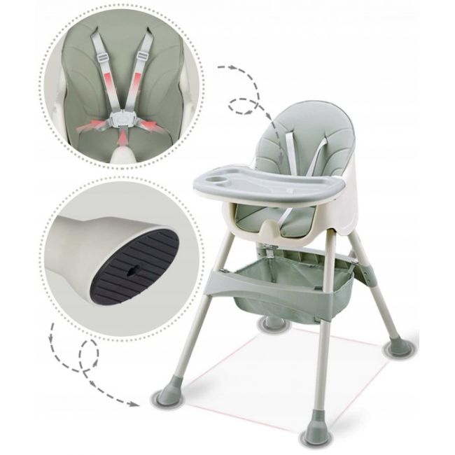 Scaun de masa 3 in 1 ricokids milo - verde edeedi700001