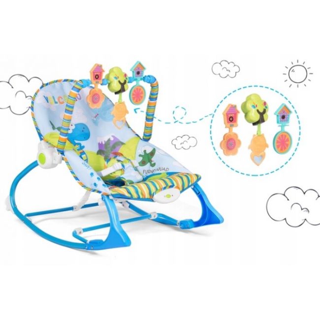 Balansoar multifunctional cu vibratii si muzica ricokids 7302 - albastru edeedi7302