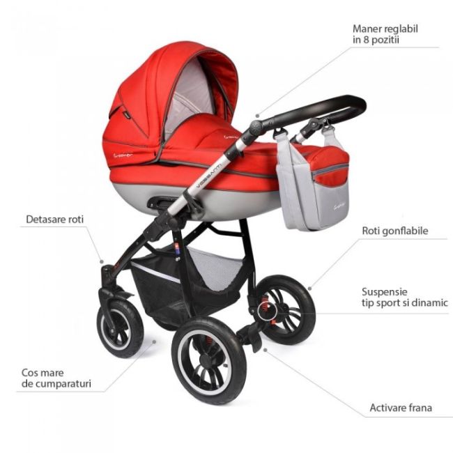 Carucior vessanti crooner prestige 2 in 1 - red edeedibb-linenred