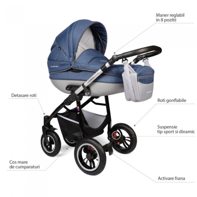 Carucior vessanti crooner prestige 3 in 1 - blue edeedi3in1bb-linennavyblue