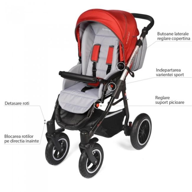 Carucior vessanti crooner prestige 3 in 1 - red edeedi3in1bb-linenred