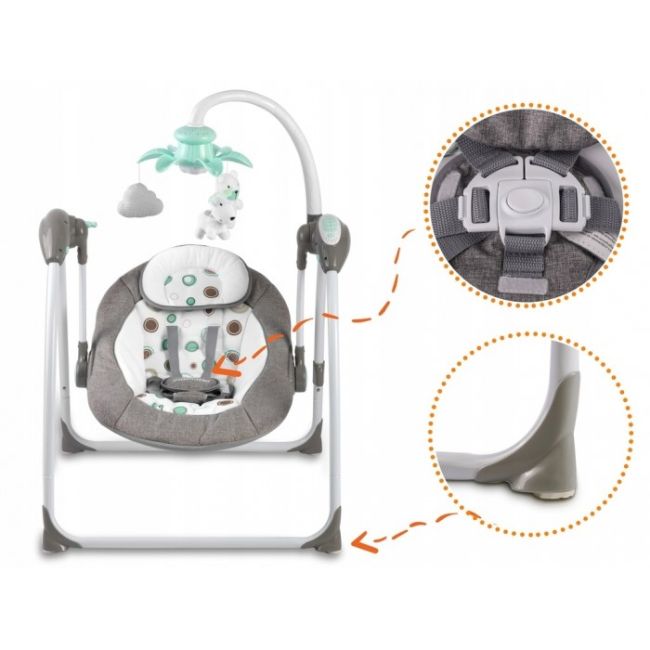 Leagan electric cu muzica ricokids premium 7322 - gri edeedi7322
