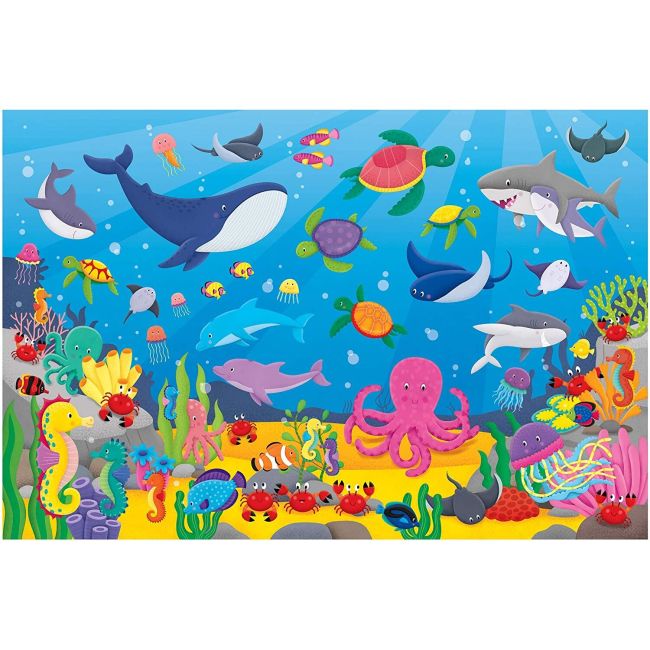 Puzzle podea: numaram animalute marine (30 piese)