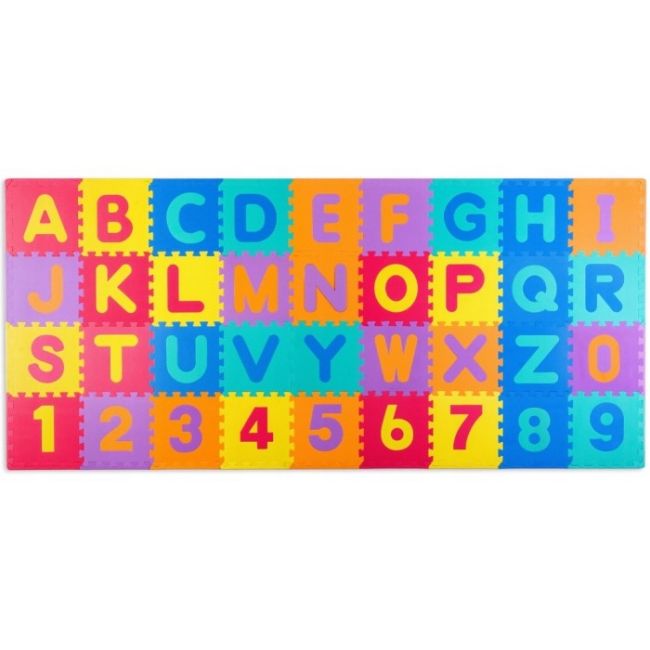 Salteluta de joaca 120 x 270 cm cu litere si cifre ricokids 7487 - multicolora edeedi7487