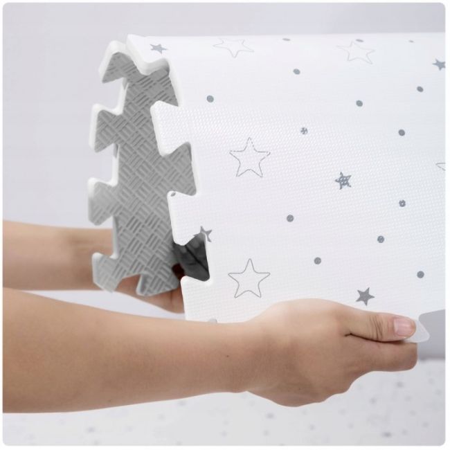 Salteluta de joaca 150 x 150 cm ricokids 7496 - gri cu stelute edeedi7496