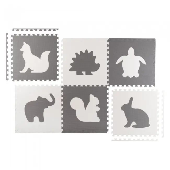 Salteluta de joaca 180 x 120 cm cu animalute 6 bucati ricokids 7491 - gri edeedi7491