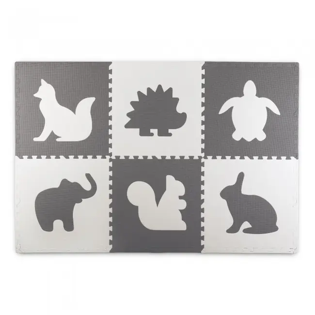 Salteluta de joaca 180 x 120 cm cu animalute 6 bucati ricokids 7491 - gri edeedi7491