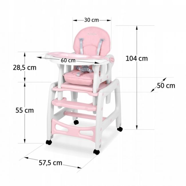 Scaun de masa 5 in 1 ricokids sinco - roz edeedi7091