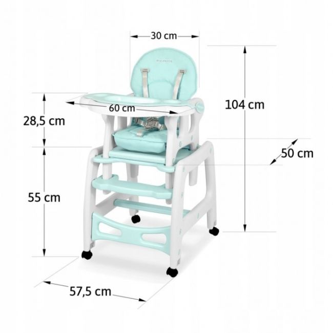 Scaun de masa 5 in 1 ricokids sinco - turcoaz edeedi7092
