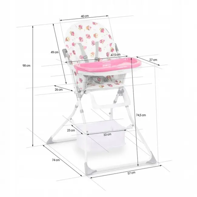 Scaun de masa ricokids eldo - alb - roz edeedi7077