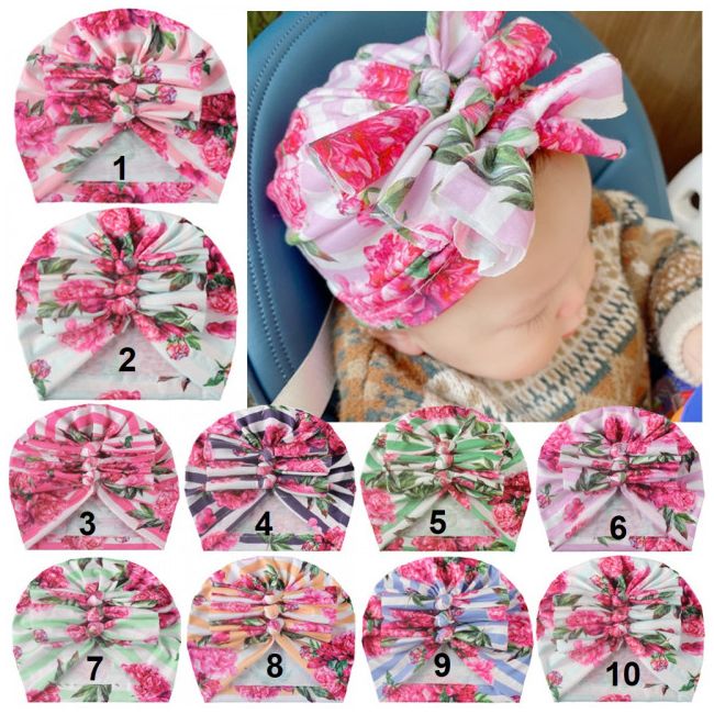 Caciulita tip turban inflorata cu fundite in fata MBx-20021-CT2