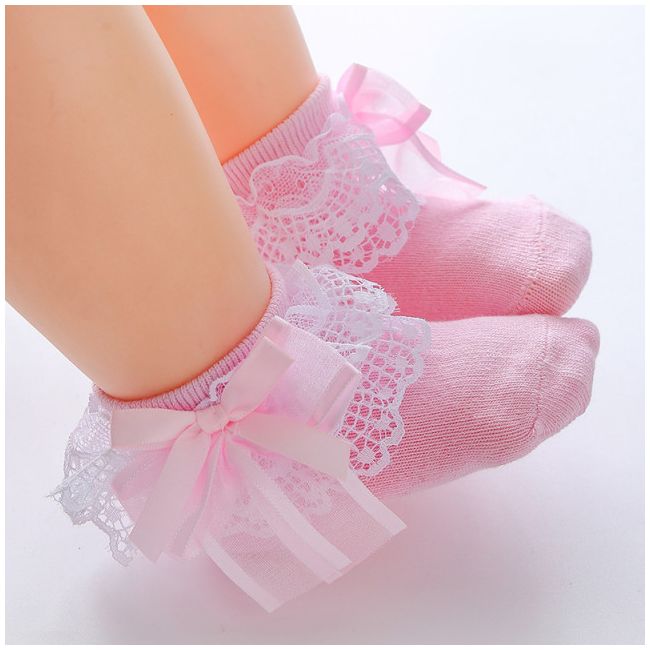 Sosete cu danteluta si fundita din tulle si satin MBS02-c22