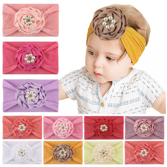 Bentita lata cu floare din saten cu perlute si strasuri MDx-19103-DIV