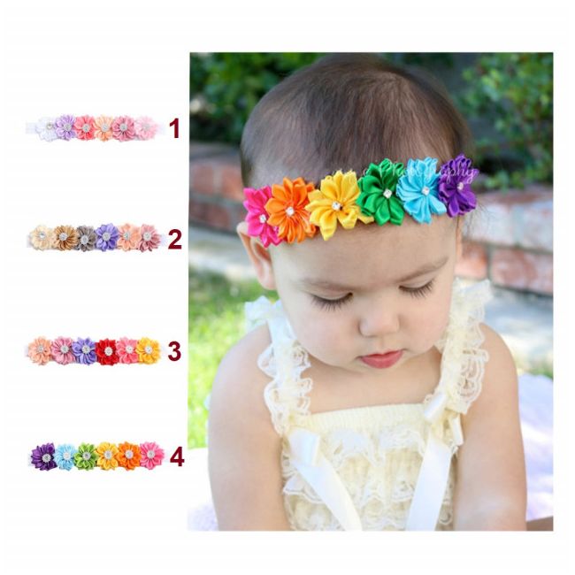 Bentita pentru fetite - Floricele colorate cu strasuri MDx-17106-DIV