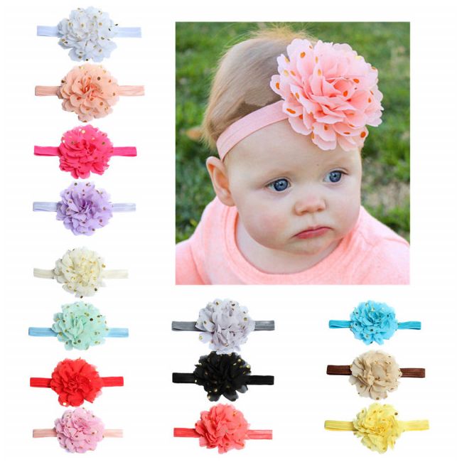 Bentita pentru fetite - Margareta cu bulinute aurii MBx-18006-R6