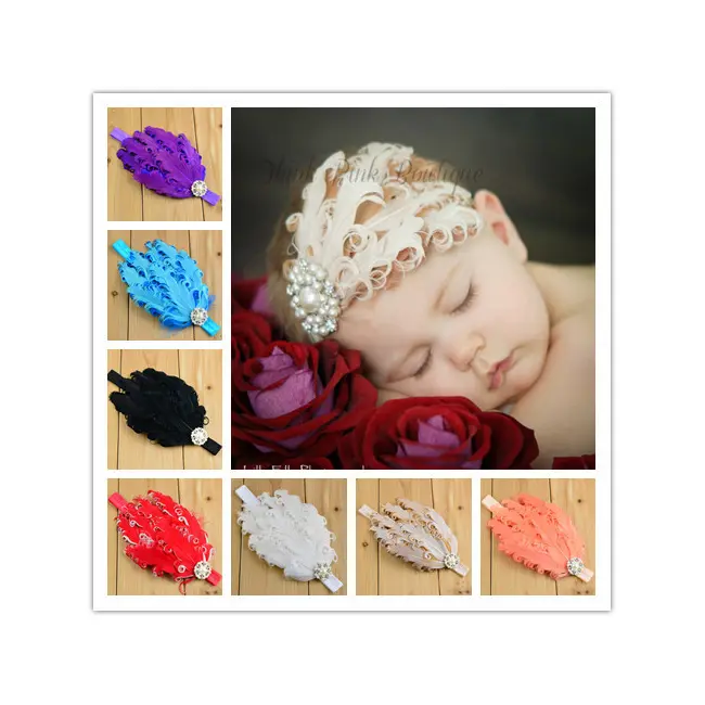 Bentita pentru fetite cu pana si strasuri MBym002