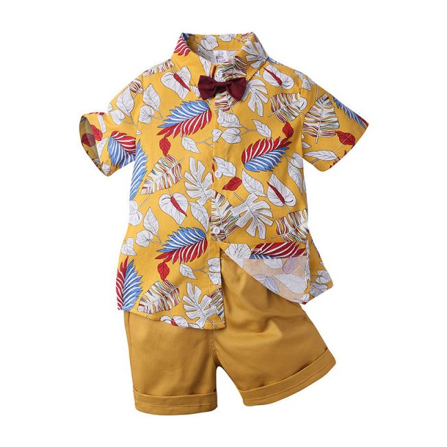 Costum galben mustar cu frunzulite pentru bebelusi MDXTZ8363-1.18-24 luni