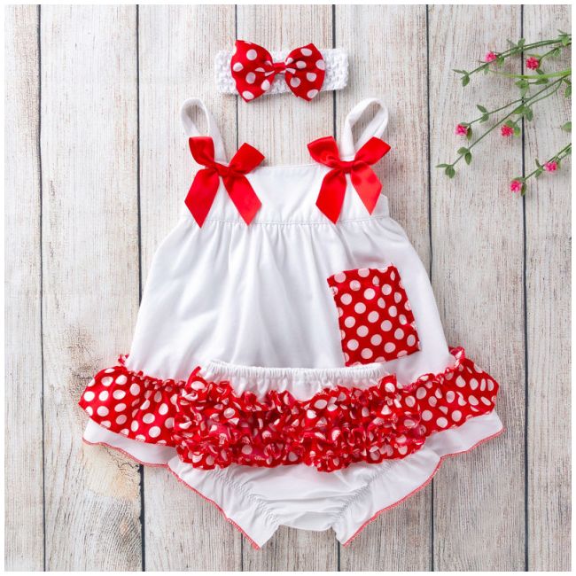 Costumas pentru fetite alb cu volanase rosii MDX010-3-c3