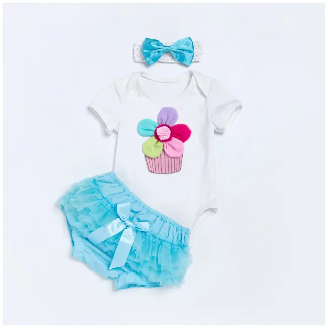 Costumas pentru fetite body cu pantaloni scurti turcoaz MDZ609-2-c4