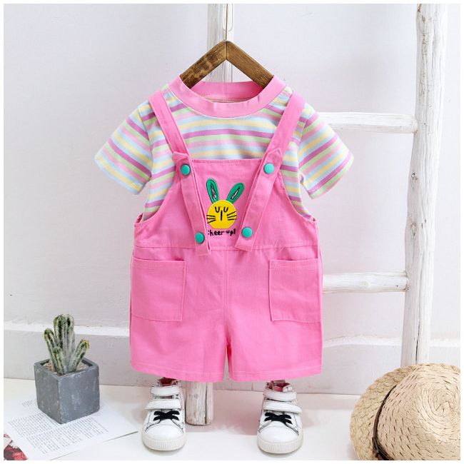 Salopeta roz cu tricou - Bunny MDW-123-1