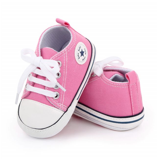 Tenisi roz cu sireturi pentru bebelusi - Baby (Marime Disponibila: 9-12 luni (Marimea 20 incaltaminte)),MDd2589-2-p01