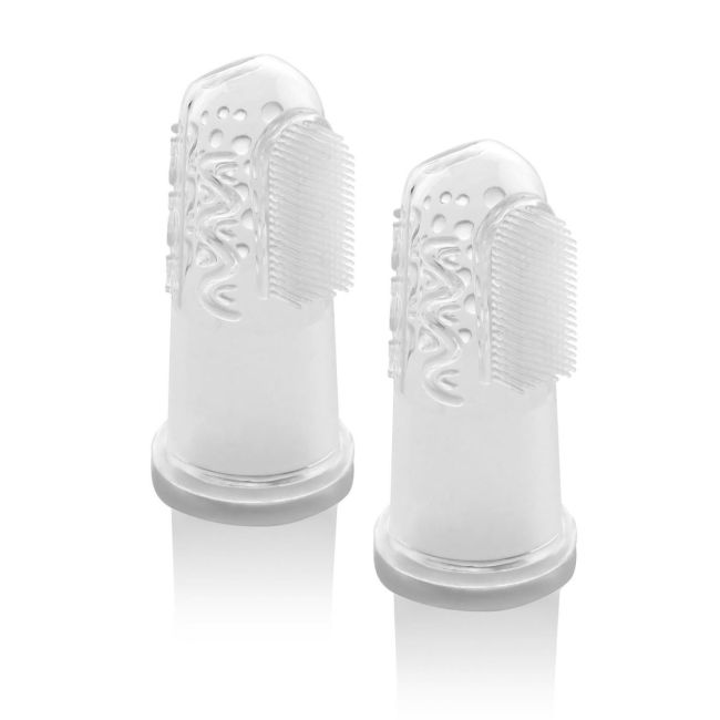 Periuta de dinti din silicon pentru folosire pe deget, 2 bucati,  REER 79249