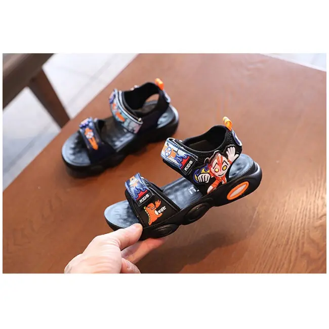 Sandale negre cu portocaliu - Super erou MDYY-38-2-DE7