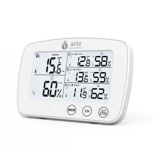 Set Termometru si higrometru digital cu 3 transmitatoare wireless externe Airbi TRIO BI1030