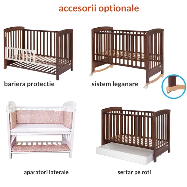 Treppy patut co-sleeping 120x60 cu laterala culisanta si roti dreamy plus alb lvtktrp1136-white