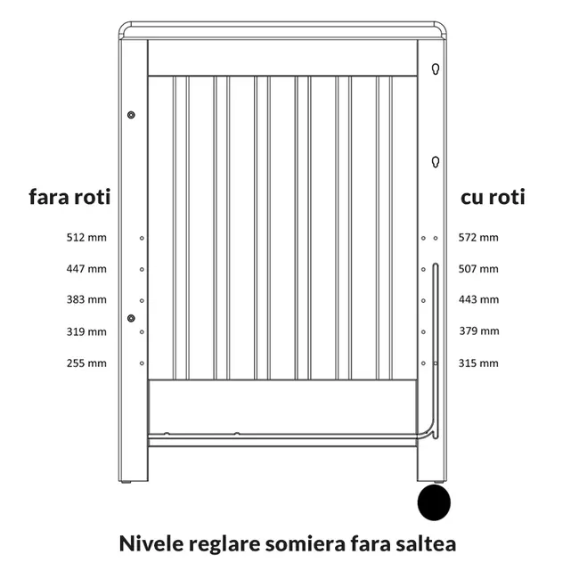 Treppy patut co-sleeping 120x60 cu laterala culisanta si roti dreamy plus alb lvtktrp1136-white