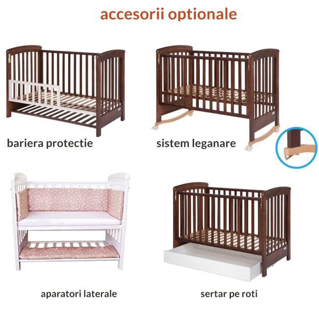 Treppy patut co-sleeping 120x60 cu laterala culisanta si roti dreamy plus natur lvtktrp1135-natur