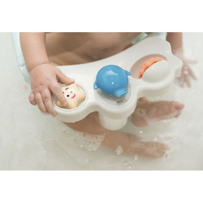 Olmitos - scaun baie bebe cu stropitoare si jucarii mint, tavita frontala detasabila lvtkolm1179