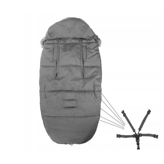 Springos - sac iarna carucior cu blanita detasabila mevis delux dark grey lvtksb002