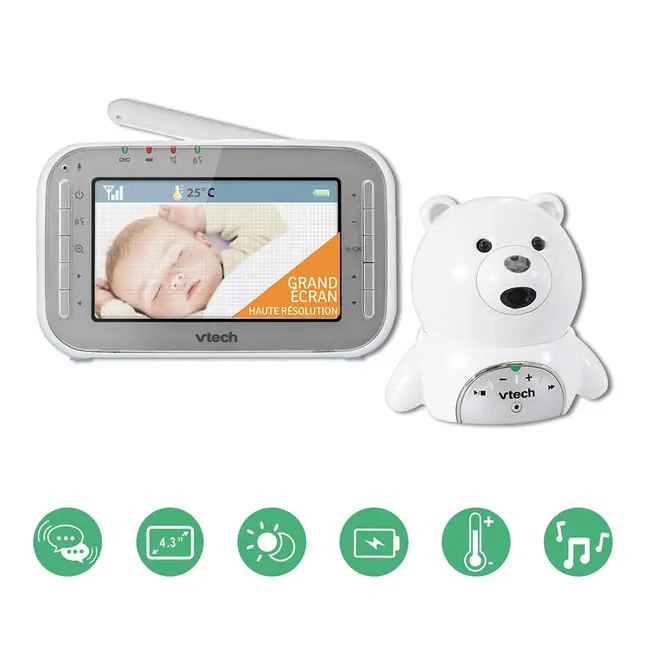 Vtech - videointerfon digital bidirectional 4,3 inch bm4200, include melodii si termometru lvtkbm4200