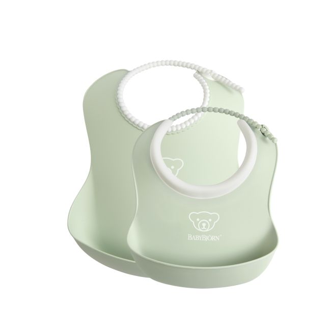 BabyBjorn Set 2 bavete – Baby Feeding Set Powder green BSAFE046761A