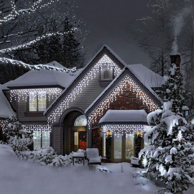 Instalatie luminoasa craciun 500 leduri cu telecomanda, 23 m, 8 functii, exterior/interior, tip perdea de turturi alb rece LVTKCL0504